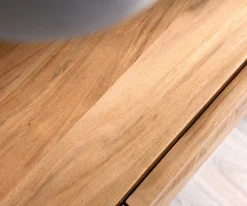 Design-SideboardWyatt 175 cm 3D Optik mittig Akazie Natur Edelstahl Sofort versandfertig