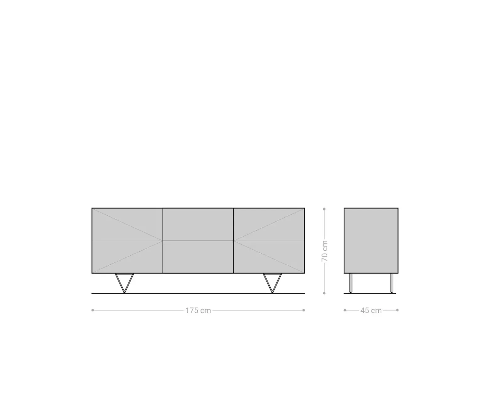 Design-SideboardWyatt 175 cm 3D Optik mittig Akazie Natur Edelstahl Sofort versandfertig