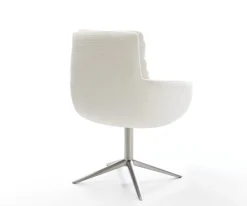 DrehstuhlAbelia-Flex mit Armlehnen Bouclé Soft Beige Fußkreuz Edelstahl 360° drehbar Wippfunktion Sofort versandfertig