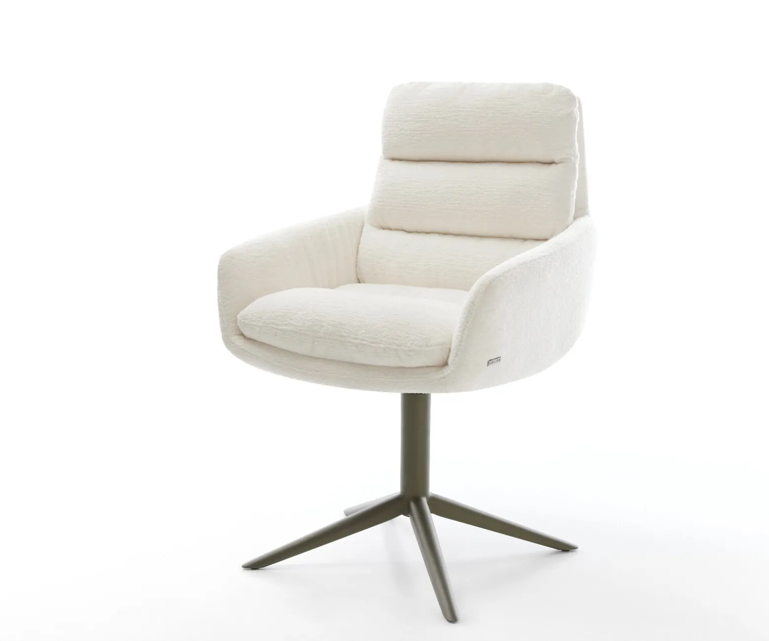 DrehstuhlAbelia-Flex mit Armlehnen Bouclé Soft Beige Fußkreuz Effektfinish Titan 360° drehbar Wippfunktion Sofort versandfertig