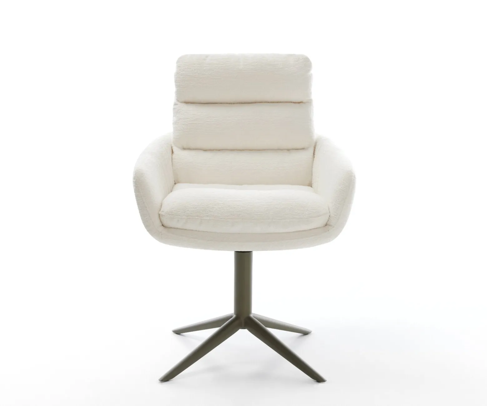 DrehstuhlAbelia-Flex mit Armlehnen Bouclé Soft Beige Fußkreuz Effektfinish Titan 360° drehbar Wippfunktion Sofort versandfertig