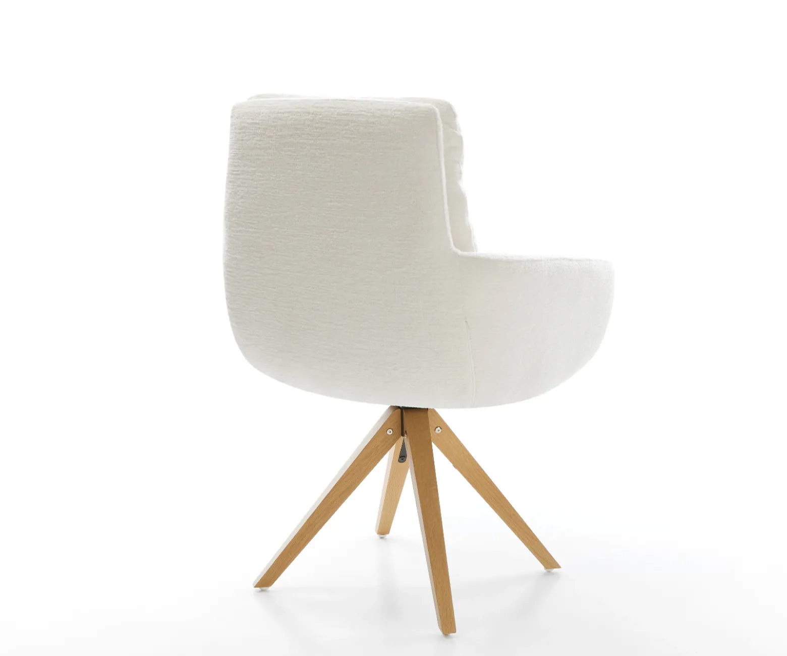 DrehstuhlAbelia-Flex mit Armlehnen Bouclé Soft Beige Holzgestell kantig Natur 360° drehbar Versandfertig ca. 28.10.26