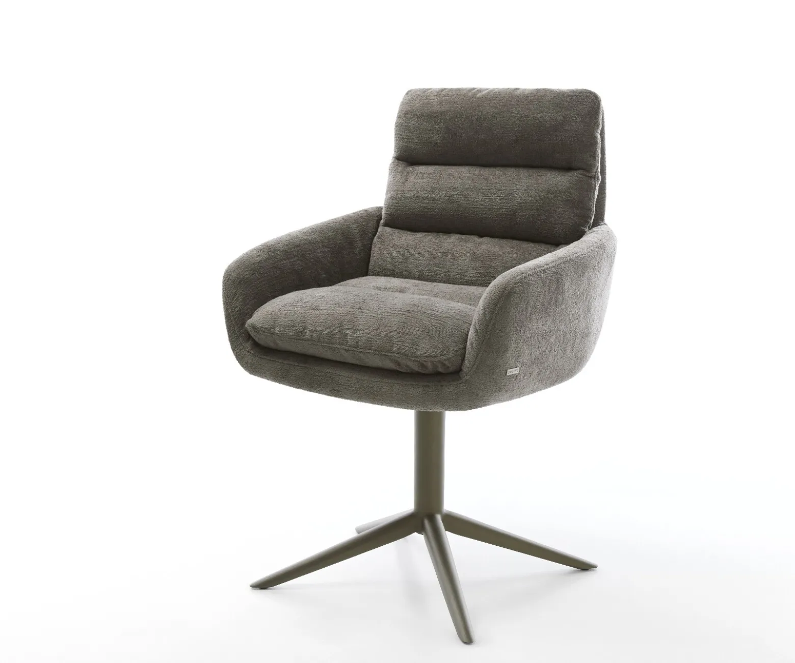 DrehstuhlAbelia-Flex mit Armlehnen Bouclé Soft Schlamm Fußkreuz Effektfinish Titan 360° drehbar Wippfunktion Sofort versandfertig