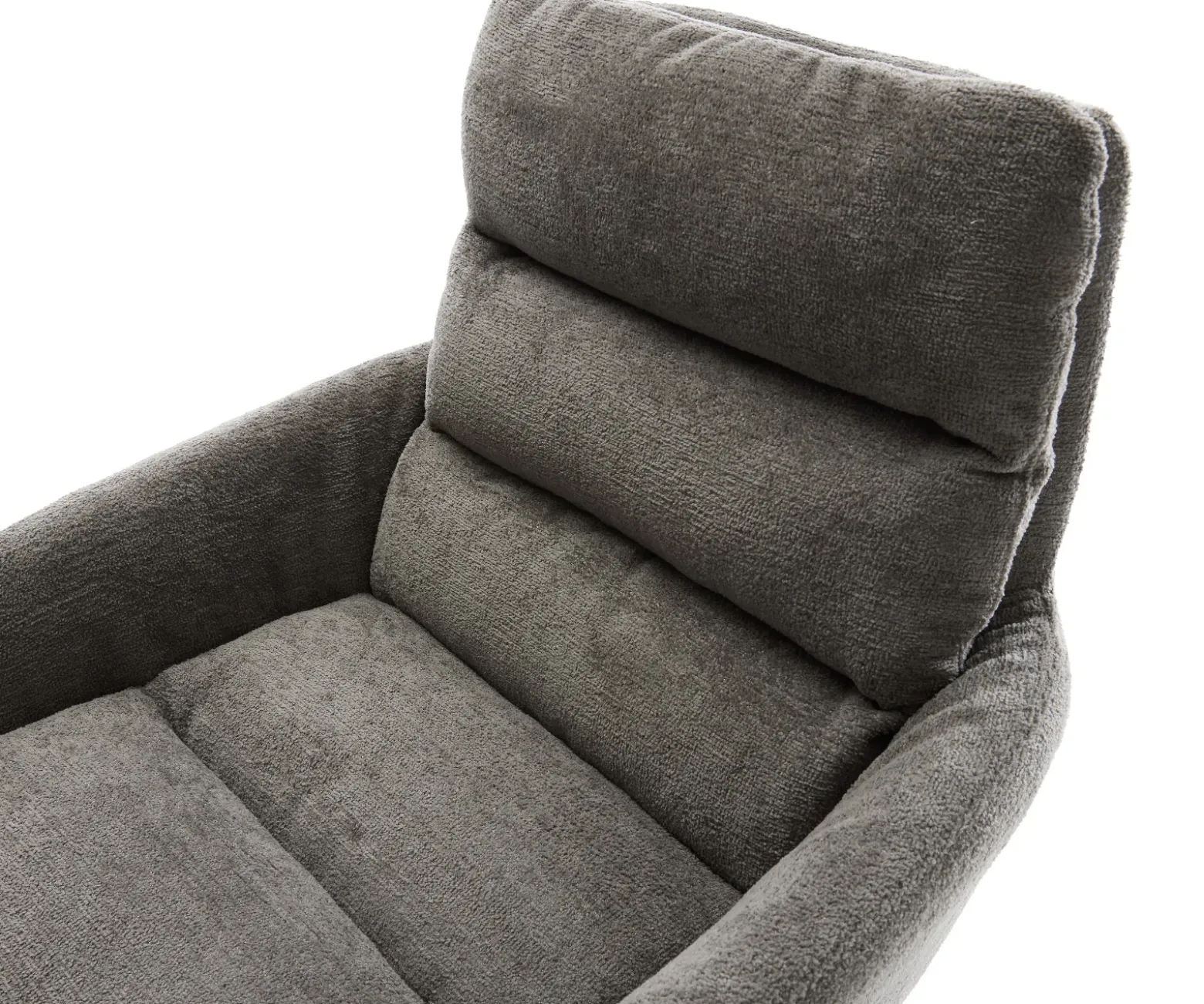 DrehstuhlAbelia-Flex mit Armlehnen Bouclé Soft Schlamm Kreuzgestell breit Schwarz 360° drehbar Wippfunktion Sofort versandfertig