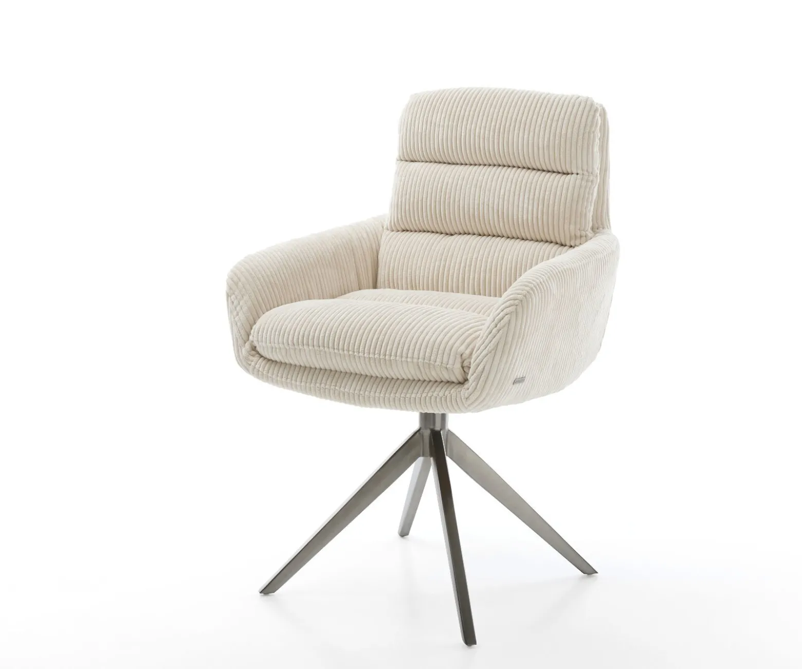 DrehstuhlAbelia-Flex mit Armlehnen Cord Beige Kreuzgestell breit Graphit 360° drehbar Wippfunktion Sofort versandfertig