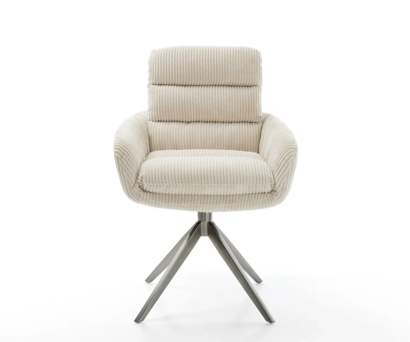 DrehstuhlAbelia-Flex mit Armlehnen Cord Beige Kreuzgestell breit Graphit 360° drehbar Wippfunktion Sofort versandfertig