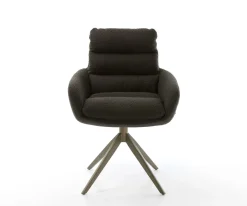 DrehstuhlAbelia-Flex mit Armlehnen Materialmix Schwarz Kreuzgestell breit Effektfinish Titan 360° drehbar Wippfunktion Sofort versandfertig