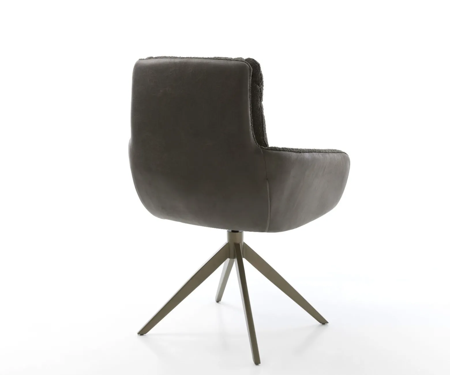DrehstuhlAbelia-Flex mit Armlehnen Materialmix Schwarz Kreuzgestell breit Effektfinish Titan 360° drehbar Wippfunktion Sofort versandfertig