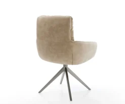 DrehstuhlAbelia-Flex mit Armlehnen Mikrofaser Beige Vintage Kreuzgestell breit Graphit 360° drehbar Wippfunktion Sofort versandfertig