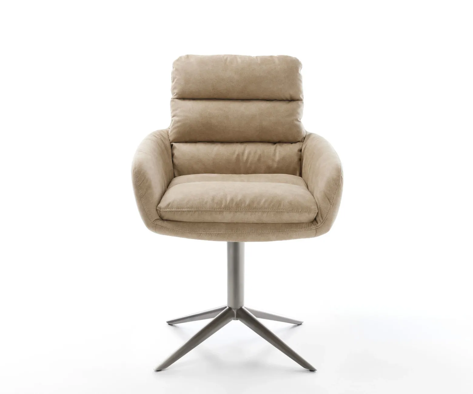 DrehstuhlAbelia-Flex mit Armlehnen Mikrofaser Beige Vintage Fußkreuz Graphit 360° drehbar Wippfunktion Sofort versandfertig