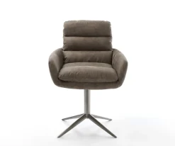 DrehstuhlAbelia-Flex mit Armlehnen Mikrofaser Taupe Vintage Fußkreuz Graphit 360° drehbar Wippfunktion Sofort versandfertig