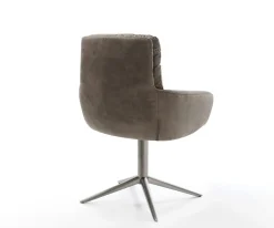 DrehstuhlAbelia-Flex mit Armlehnen Mikrofaser Taupe Vintage Fußkreuz Graphit 360° drehbar Wippfunktion Sofort versandfertig