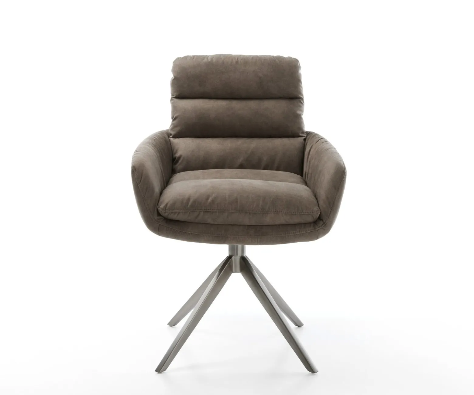 DrehstuhlAbelia-Flex mit Armlehnen Mikrofaser Taupe Vintage Kreuzgestell breit Graphit 360° drehbar Wippfunktion Sofort versandfertig