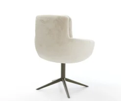 DrehstuhlAbelia-Flex mit Armlehnen Plüsch Creme-Weiß Fußkreuz Effektfinish Titan 360° drehbar Wippfunktion Sofort versandfertig
