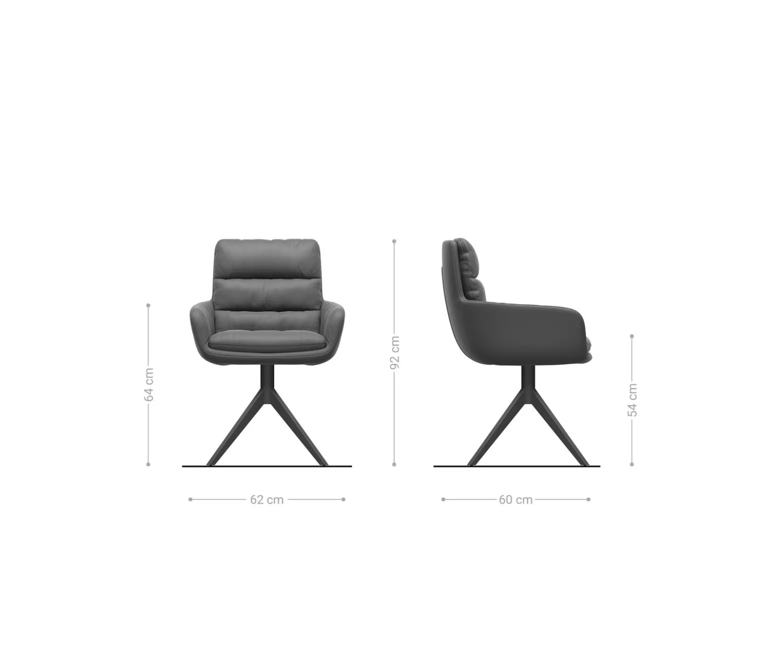 DrehstuhlAbelia-Flex mit Armlehnen Plüsch Creme-Weiß Kreuzgestell breit Graphit 360° drehbar Wippfunktion Sofort versandfertig