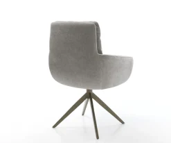DrehstuhlAbelia-Flex mit Armlehnen Strukturstoff Soft Grau Kreuzgestell breit Effektfinish Titan 360° drehbar Wippfunktion Sofort versandfertig