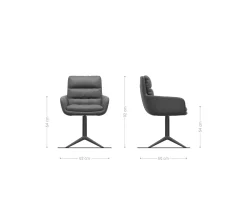 DrehstuhlAbelia-Flex mit Armlehnen Strukturstoff Soft Grau Fußkreuz Schwarz 360° drehbar Wippfunktion Sofort versandfertig