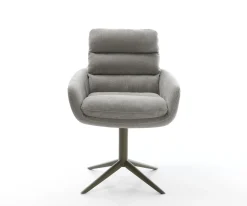 DrehstuhlAbelia-Flex mit Armlehnen Strukturstoff Soft Grau Fußkreuz Effektfinish Titan 360° drehbar Wippfunktion Sofort versandfertig