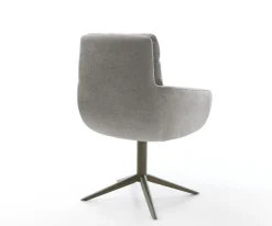 DrehstuhlAbelia-Flex mit Armlehnen Strukturstoff Soft Grau Fußkreuz Effektfinish Titan 360° drehbar Wippfunktion Sofort versandfertig