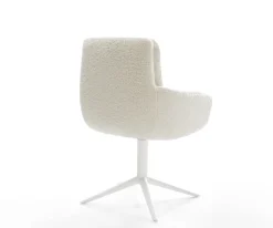 DrehstuhlAbelia-Flex mit Armlehnen Teddystoff Beige Fußkreuz Weiß 360° drehbar Wippfunktion Sofort versandfertig
