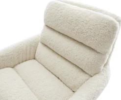 DrehstuhlAbelia-Flex mit Armlehnen Teddystoff Beige Kreuzgestell breit Effektfinish Titan 360° drehbar Wippfunktion Sofort versandfertig