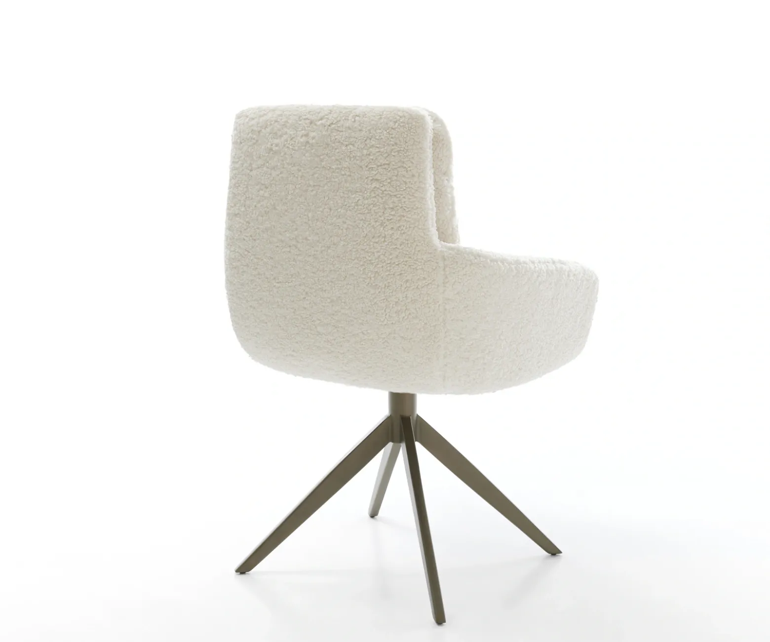 DrehstuhlAbelia-Flex mit Armlehnen Teddystoff Beige Kreuzgestell breit Effektfinish Titan 360° drehbar Wippfunktion Sofort versandfertig