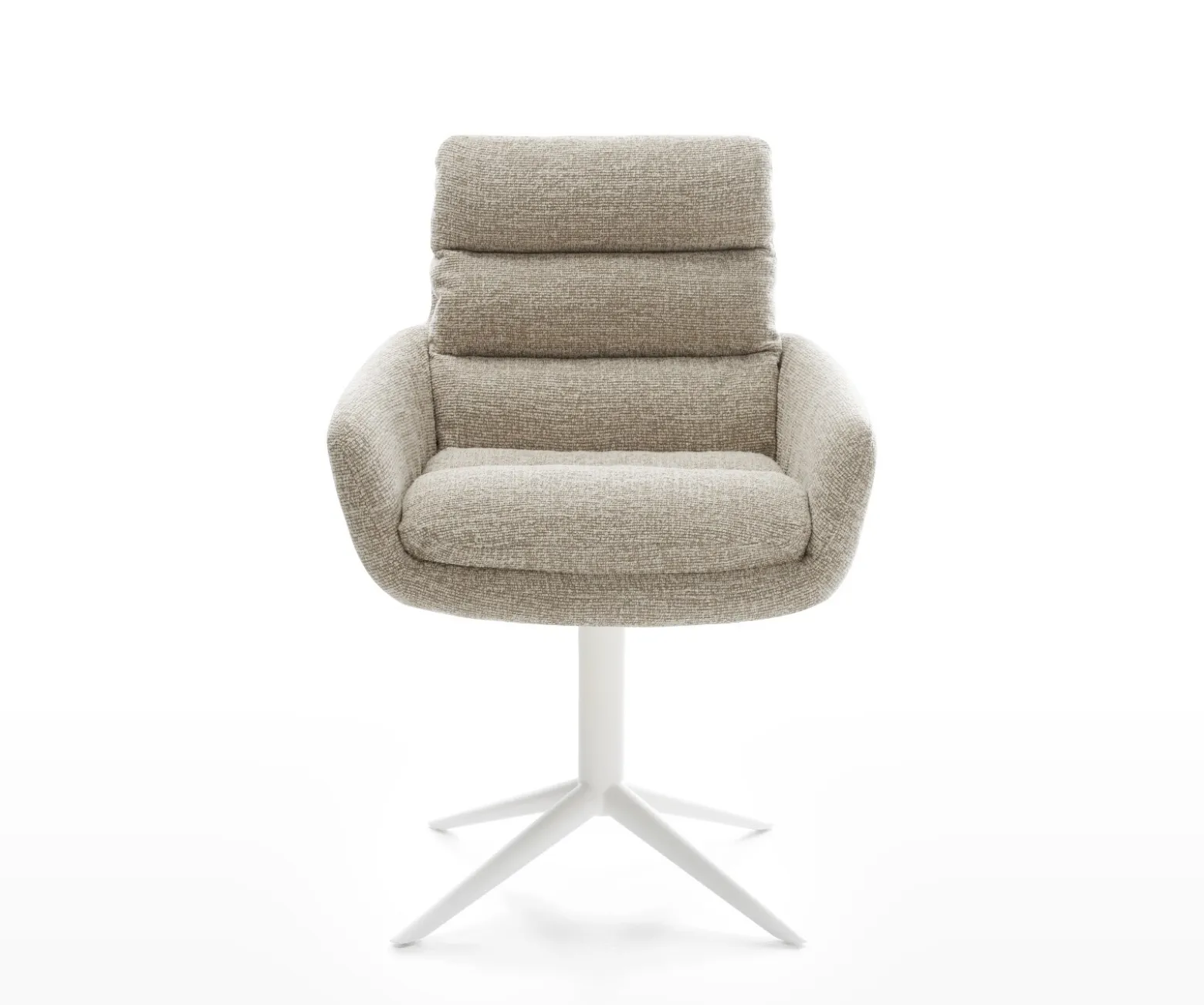 DrehstuhlAbelia-Flex mit Armlehnen Webstoff Soft Beige Fußkreuz Weiß 360° drehbar Wippfunktion Sofort versandfertig