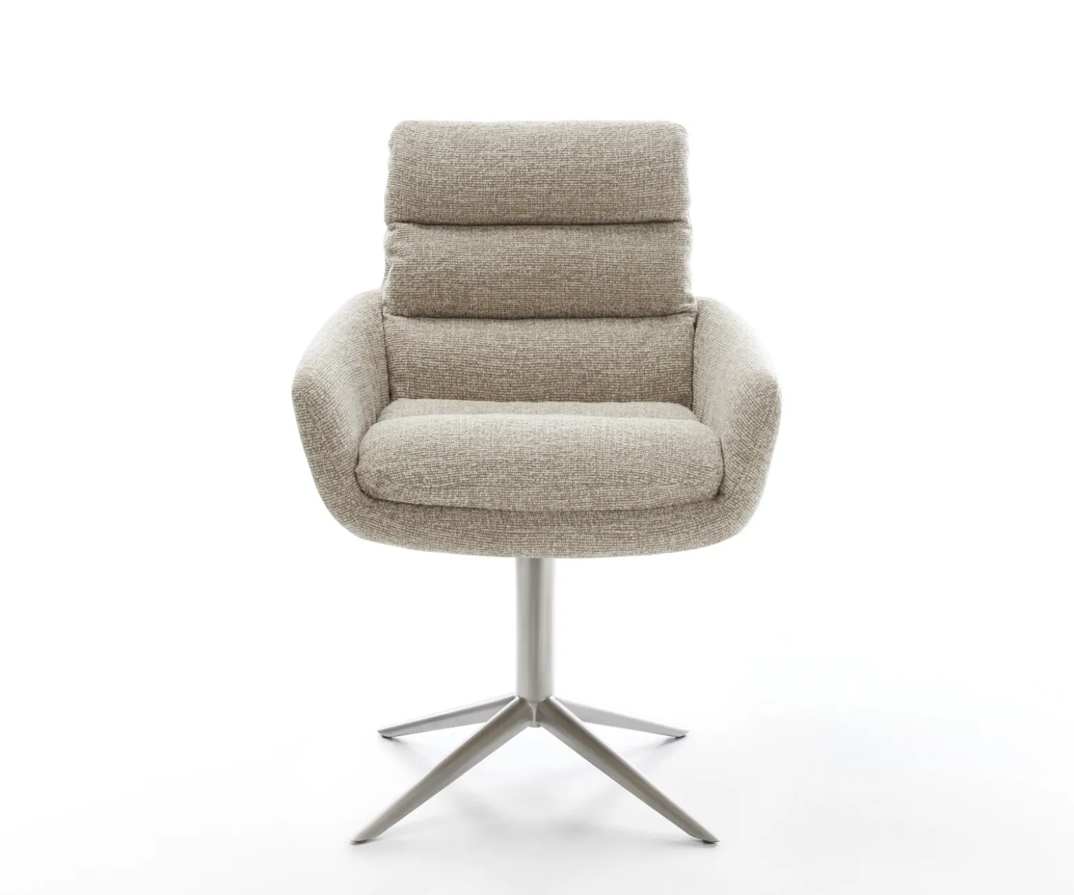 DrehstuhlAbelia-Flex mit Armlehnen Webstoff Soft Beige Fußkreuz Edelstahl 360° drehbar Wippfunktion Sofort versandfertig