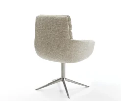 DrehstuhlAbelia-Flex mit Armlehnen Webstoff Soft Beige Fußkreuz Edelstahl 360° drehbar Wippfunktion Sofort versandfertig
