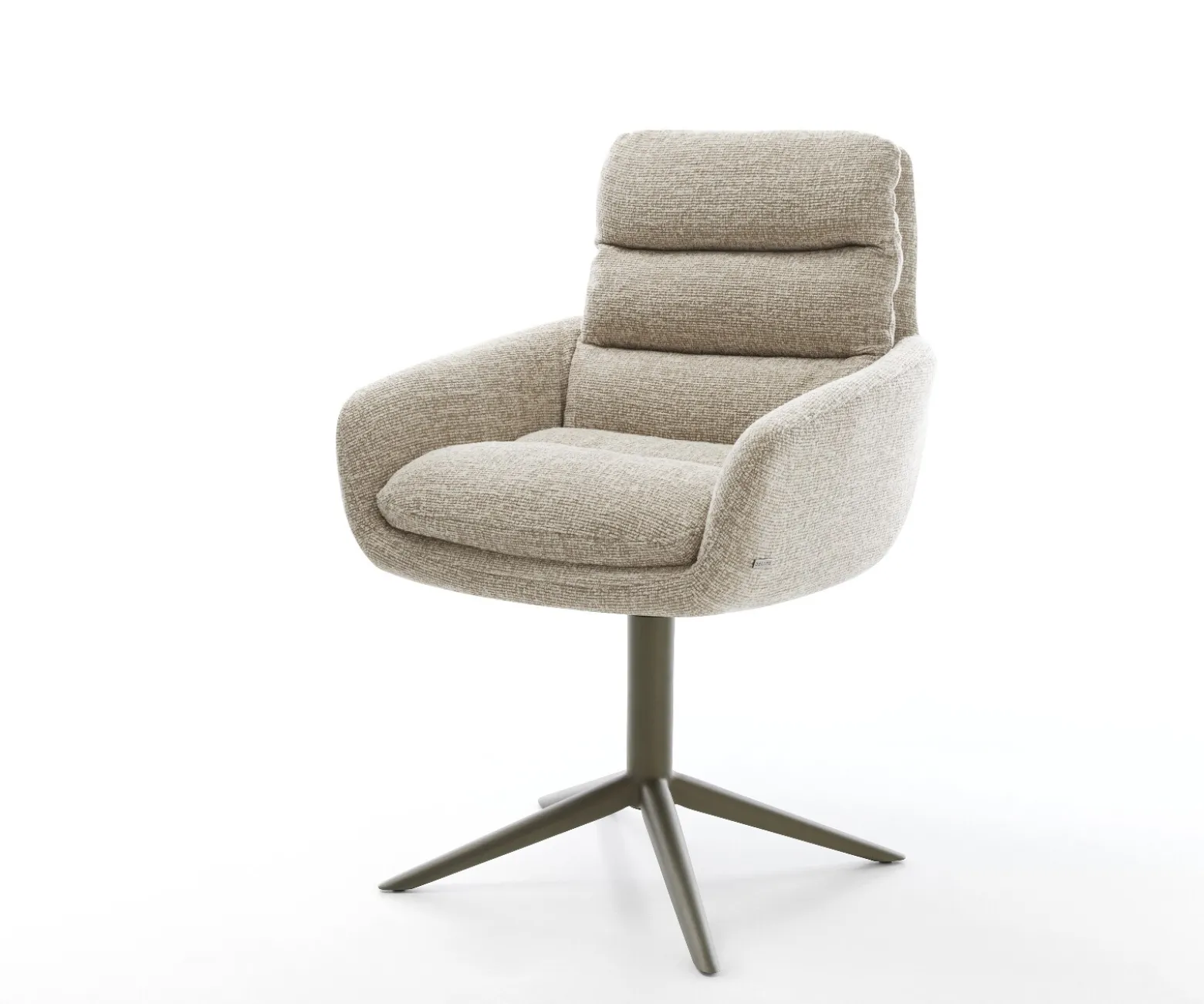 DrehstuhlAbelia-Flex mit Armlehnen Webstoff Soft Beige Fußkreuz Effektfinish Titan 360° drehbar Wippfunktion Sofort versandfertig