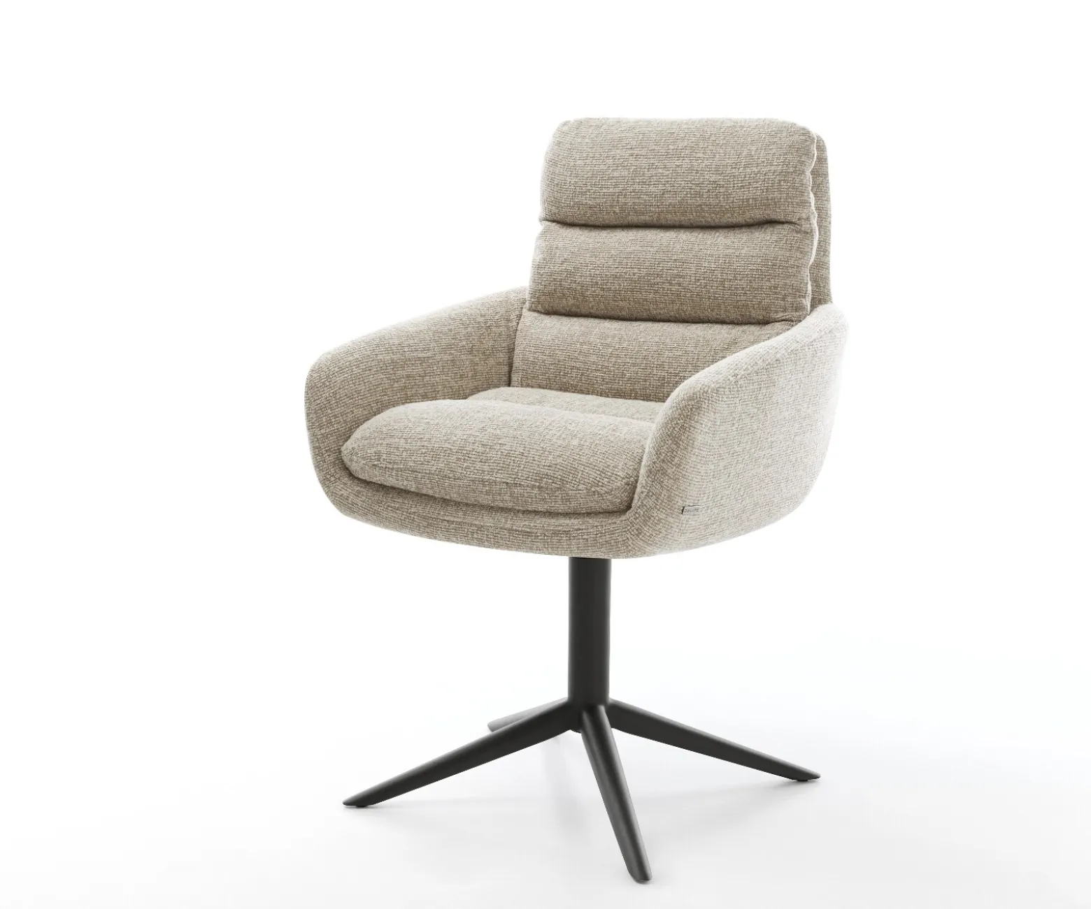 DrehstuhlAbelia-Flex mit Armlehnen Webstoff Soft Beige Fußkreuz Schwarz 360° drehbar Wippfunktion Sofort versandfertig