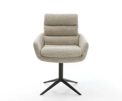 DrehstuhlAbelia-Flex mit Armlehnen Webstoff Soft Beige Fußkreuz Schwarz 360° drehbar Wippfunktion Sofort versandfertig