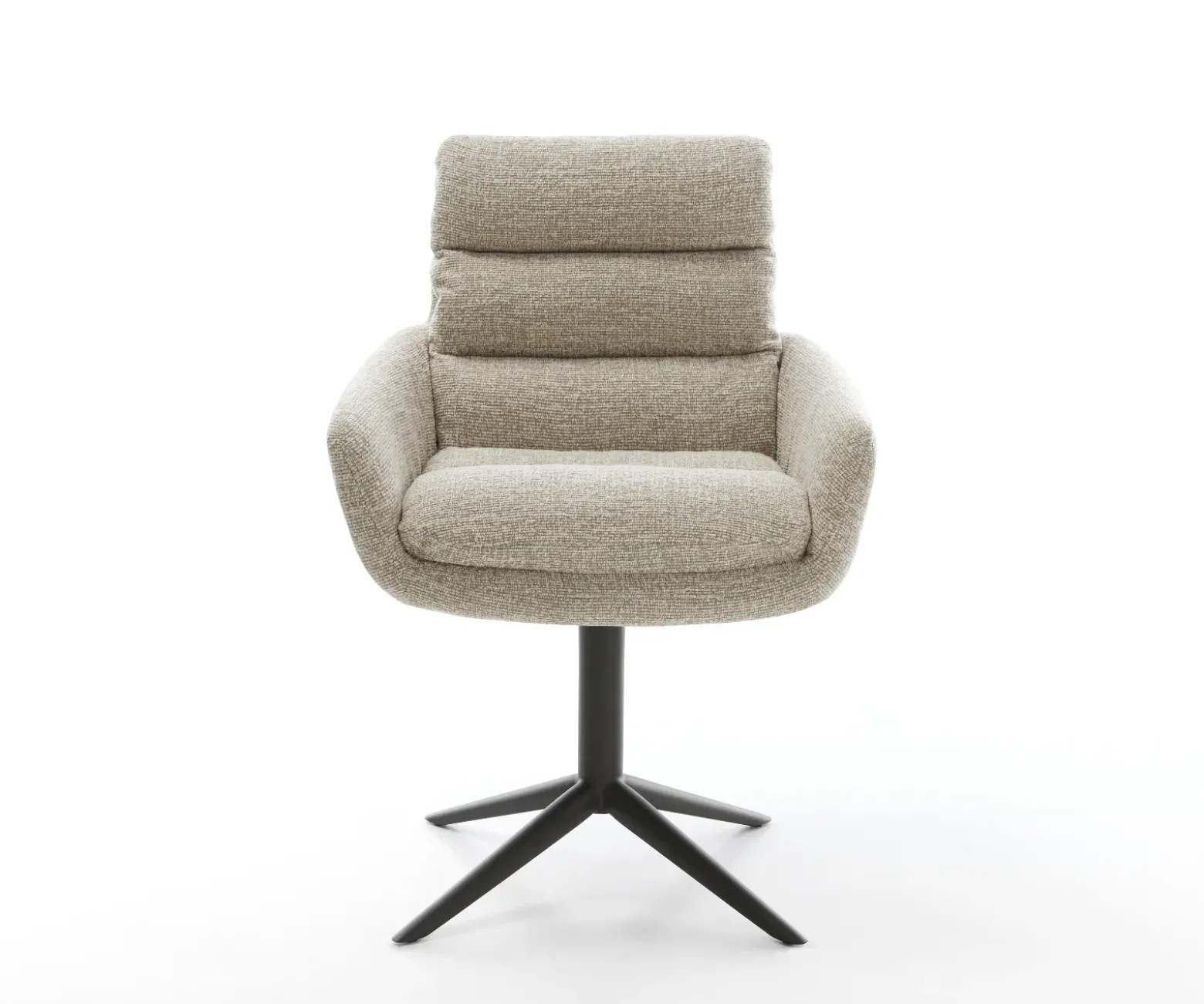 DrehstuhlAbelia-Flex mit Armlehnen Webstoff Soft Beige Fußkreuz Schwarz 360° drehbar Wippfunktion Sofort versandfertig