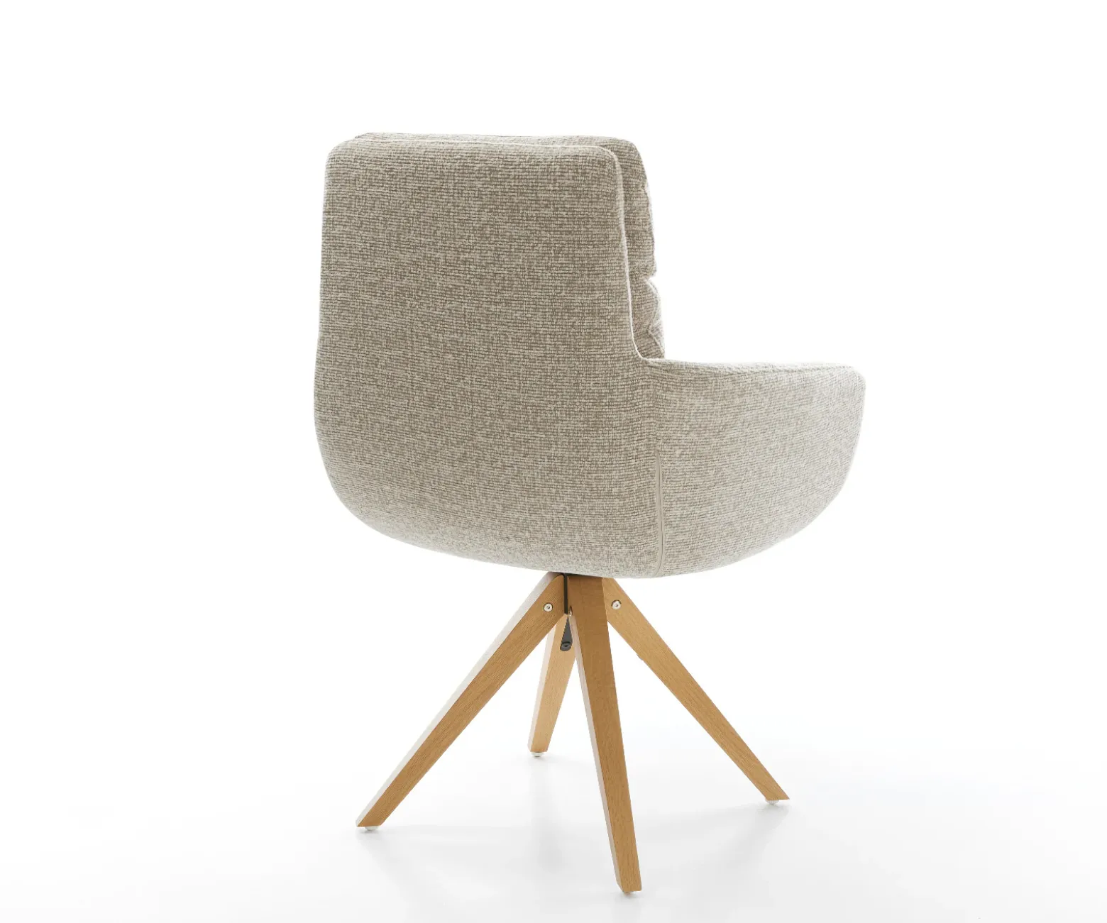 DrehstuhlAbelia-Flex mit Armlehnen Webstoff Soft Beige Holzgestell kantig Natur 360° drehbar Versandfertig ca. 28.10.26