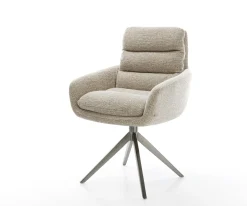 DrehstuhlAbelia-Flex mit Armlehnen Webstoff Soft Beige Kreuzgestell breit Graphit 360° drehbar Wippfunktion Sofort versandfertig