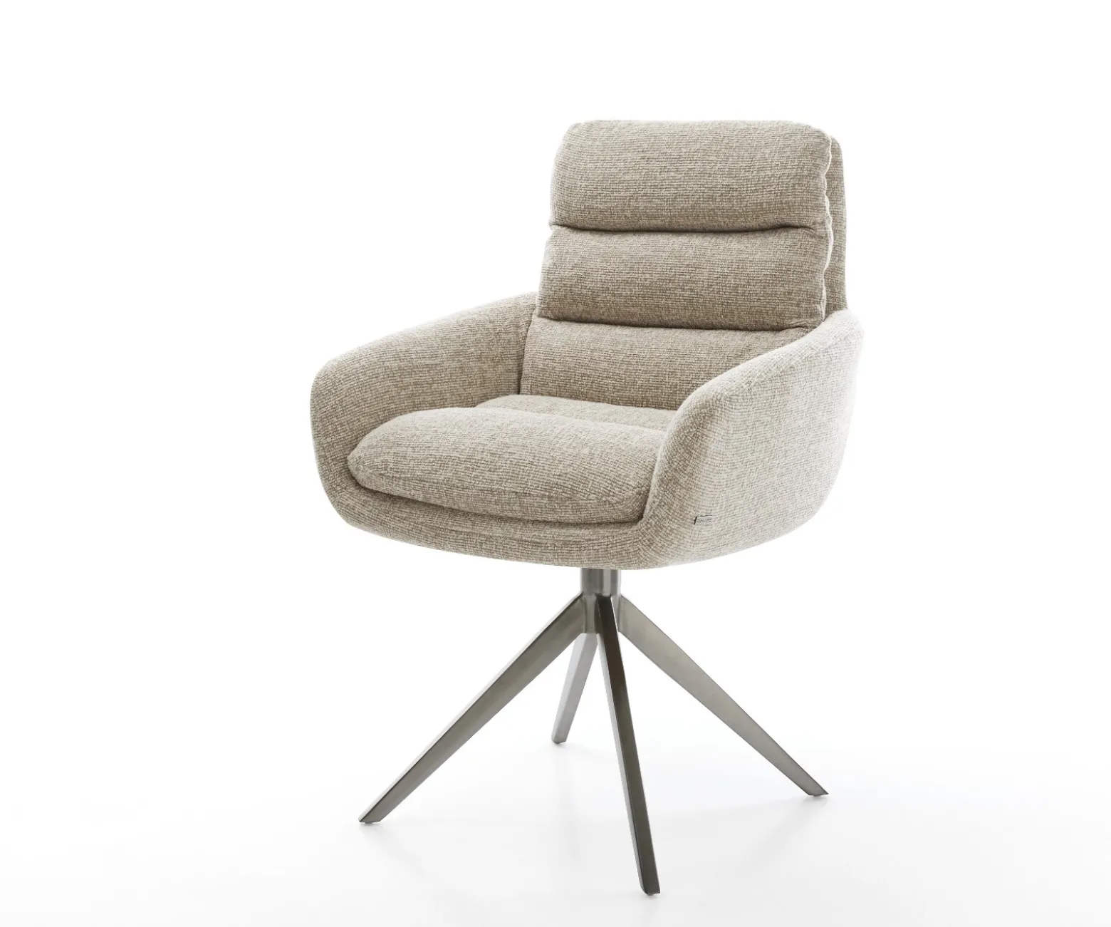 DrehstuhlAbelia-Flex mit Armlehnen Webstoff Soft Beige Kreuzgestell breit Graphit 360° drehbar Wippfunktion Sofort versandfertig