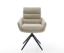 DrehstuhlAbelia-Flex mit Armlehnen Webstoff Soft Beige Kreuzgestell breit Schwarz 360° drehbar Wippfunktion Sofort versandfertig