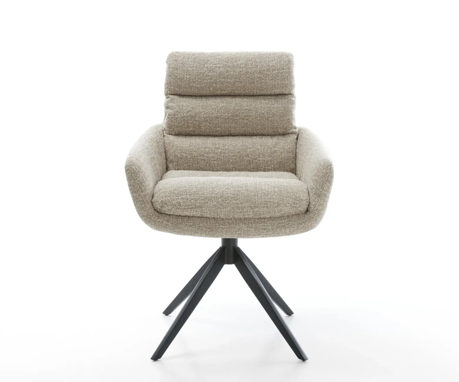 DrehstuhlAbelia-Flex mit Armlehnen Webstoff Soft Beige Kreuzgestell breit Schwarz 360° drehbar Wippfunktion Sofort versandfertig