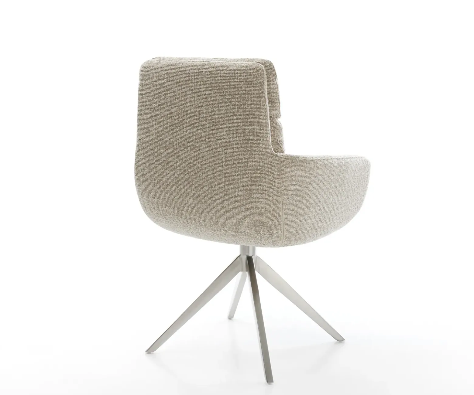 DrehstuhlAbelia-Flex mit Armlehnen Webstoff Soft Beige Kreuzgestell breit Edelstahl 360° drehbar Wippfunktion Sofort versandfertig