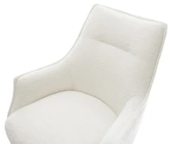 DrehstuhlAlja-Flex mit Armlehnen Bouclé Soft Beige Fußkreuz Effektfinish Titan 360° drehbar Wippfunktion Taschenfederkern Sofort versandfertig
