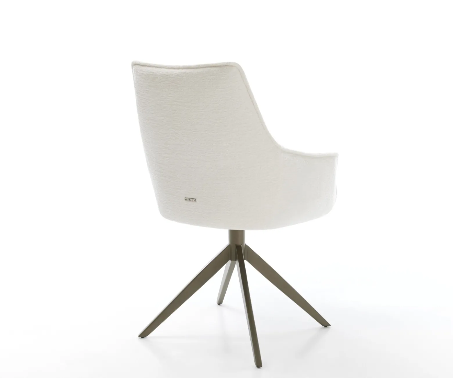 DrehstuhlAlja-Flex mit Armlehnen Bouclé Soft Beige Kreuzgestell breit Effektfinish Titan 360° drehbar Wippfunktion Taschenfederkern Sofort versandfertig