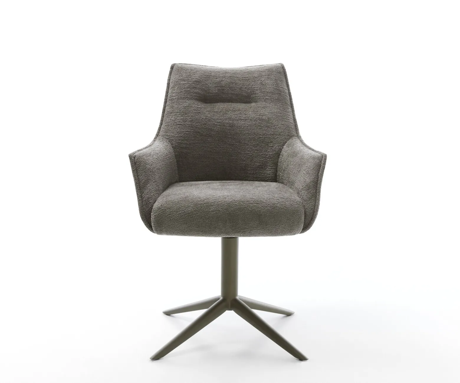 DrehstuhlAlja-Flex mit Armlehnen Bouclé Soft Schlamm Fußkreuz Effektfinish Titan 360° drehbar Wippfunktion Taschenfederkern Sofort versandfertig