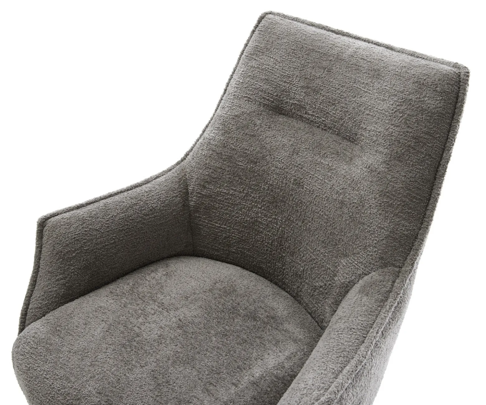DrehstuhlAlja-Flex mit Armlehnen Bouclé Soft Schlamm Kreuzgestell breit Schwarz 360° drehbar Wippfunktion Taschenfederkern Sofort versandfertig
