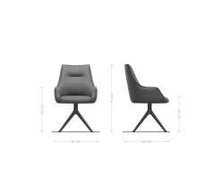 DrehstuhlAlja-Flex mit Armlehnen Bouclé Soft Schlamm Kreuzgestell breit Schwarz 360° drehbar Wippfunktion Taschenfederkern Sofort versandfertig