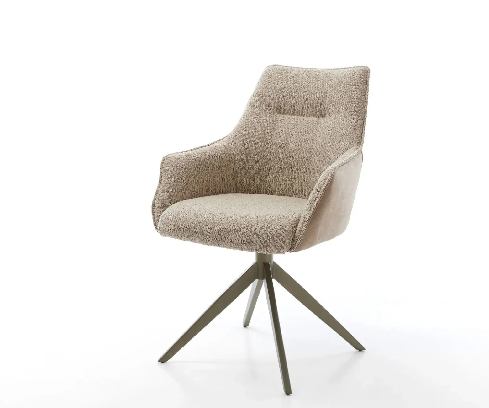 DrehstuhlAlja-Flex mit Armlehnen Materialmix Schlamm Kreuzgestell breit Effektfinish Titan 360° drehbar Wippfunktion Taschenfederkern Sofort versandfertig