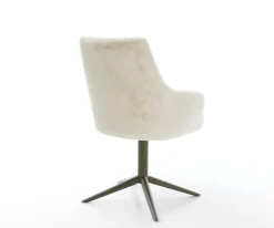 DrehstuhlAlja-Flex mit Armlehnen Plüsch Creme-Weiß Fußkreuz Effektfinish Titan 360° drehbar Wippfunktion Taschenfederkern Sofort versandfertig