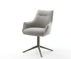 DrehstuhlAlja-Flex mit Armlehnen Strukturstoff Soft Grau Fußkreuz Effektfinish Titan 360° drehbar Wippfunktion Taschenfederkern Sofort versandfertig