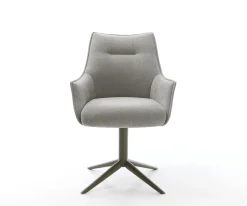 DrehstuhlAlja-Flex mit Armlehnen Strukturstoff Soft Grau Fußkreuz Effektfinish Titan 360° drehbar Wippfunktion Taschenfederkern Sofort versandfertig
