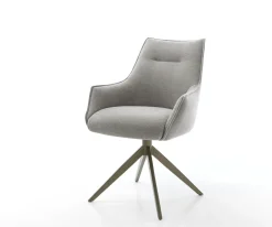 DrehstuhlAlja-Flex mit Armlehnen Strukturstoff Soft Grau Kreuzgestell breit Effektfinish Titan 360° drehbar Wippfunktion Taschenfederkern Sofort versandfertig