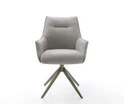 DrehstuhlAlja-Flex mit Armlehnen Strukturstoff Soft Grau Kreuzgestell breit Effektfinish Titan 360° drehbar Wippfunktion Taschenfederkern Sofort versandfertig